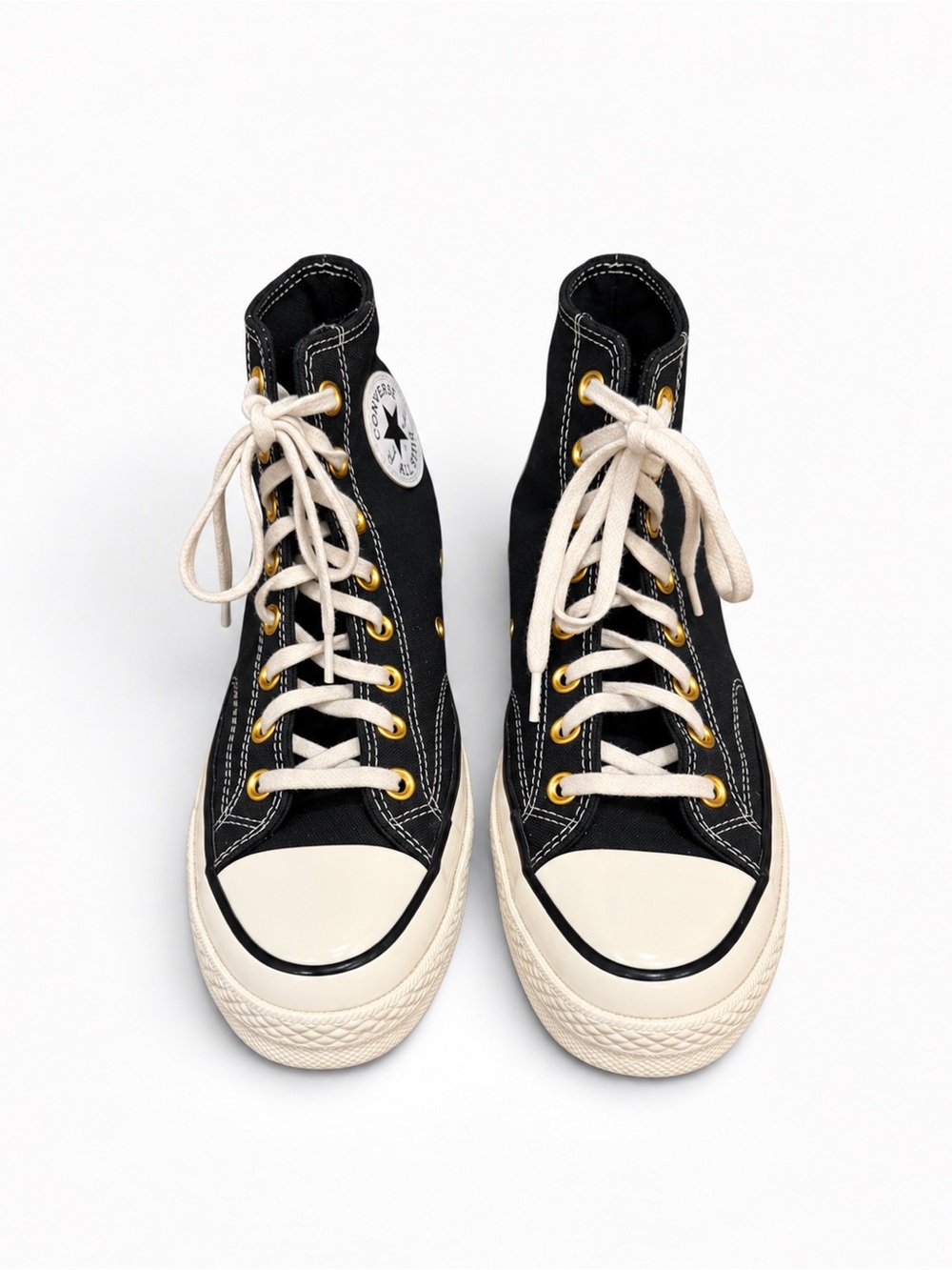 Converse High Top Sneakers in Black with Cream Accents